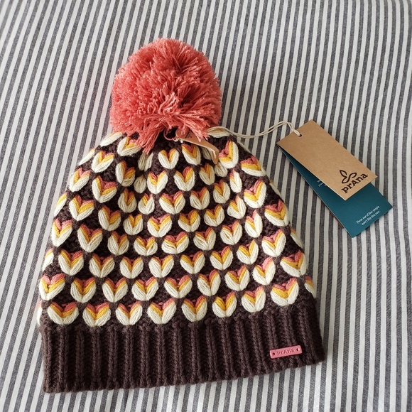 Prana Accessories - PRANA Retro Vibes Knit Beanie Pom Pom Hate